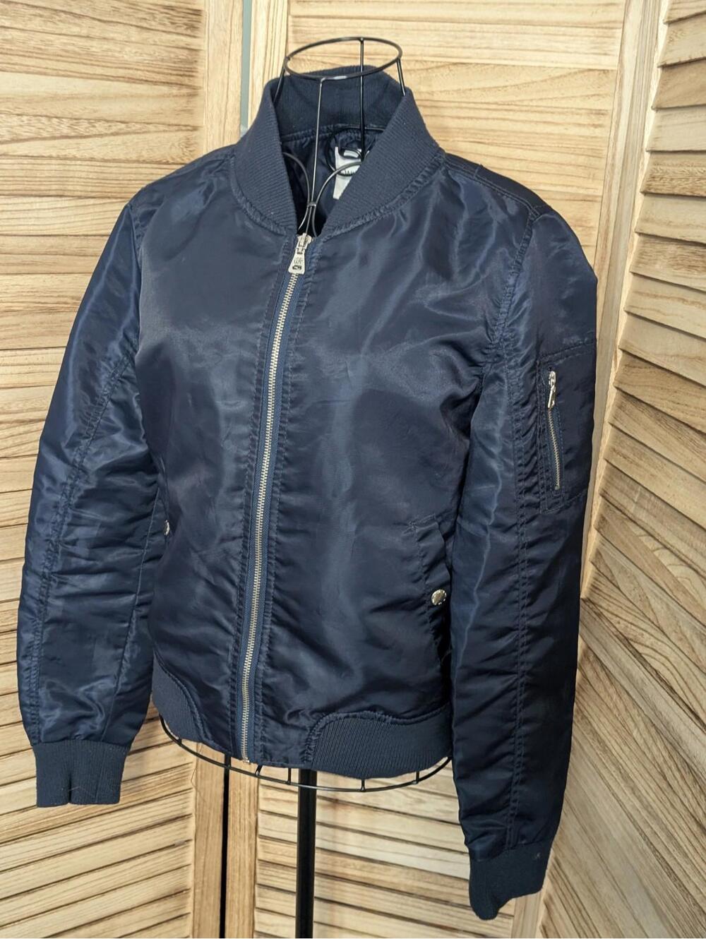 WT02 Jacket Women Medium Bomber Blue Long Sleeve Full Zip Outerwear